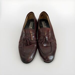Stanley Blacker Handmade Italy Burgundy Leather Dress Shoes Loafers Tassel 9.5 M